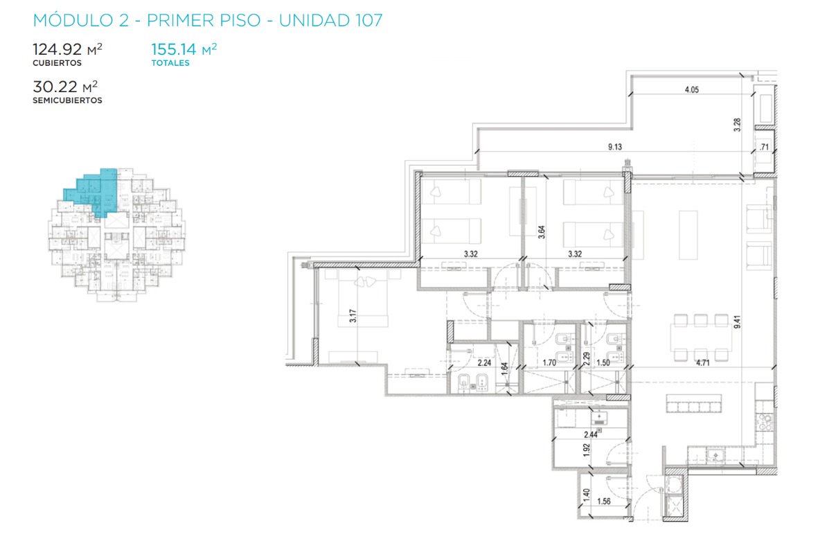 Departamento de 3 dormitorios en Manantiales